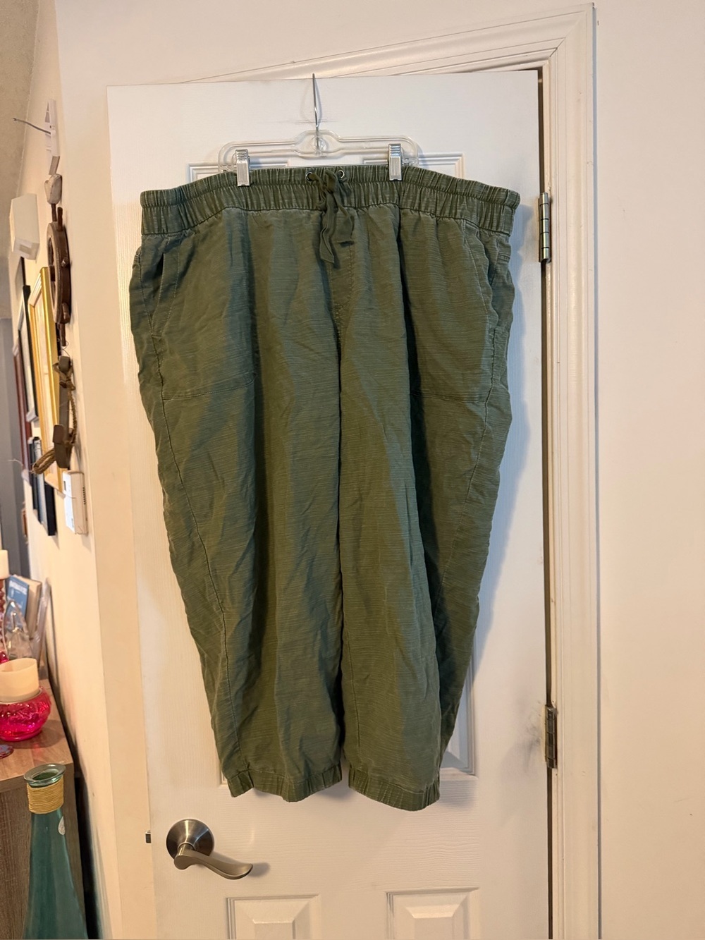 Lane Bryant Olive Drawstring Relaxed Cropped Pants
